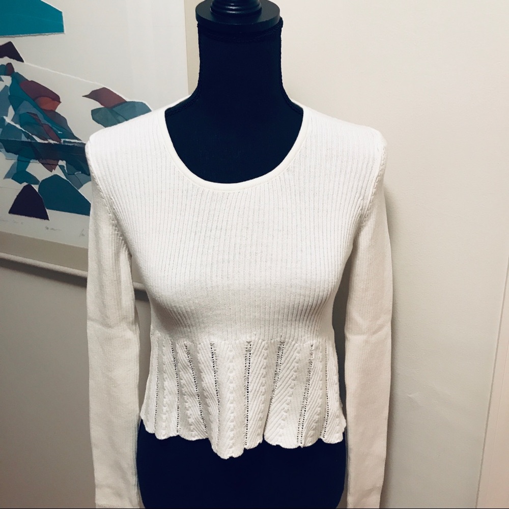 Kimchi Blue Light Weight Cropped Ribbed Knit Top Cable Knit Bottom Sweater Sz. S